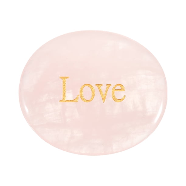 Uxcell Piedra de Preocupación Natural para el Pulgar, Piedra de Cristal Ovalada de 1.8"x1.5" con Palabras Inspiradoras, Roca de Bolsillo Cristales de Ansiedad para Mujeres, Rosa (Estilo 13)