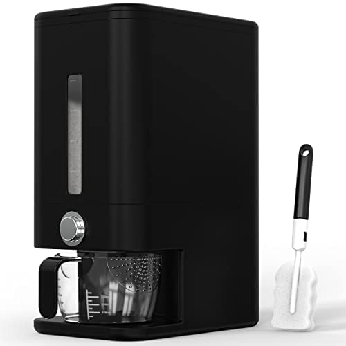 Dispensador de arroz Retail Blade, almacenamiento de 12 kg con taza medidora, color negro
