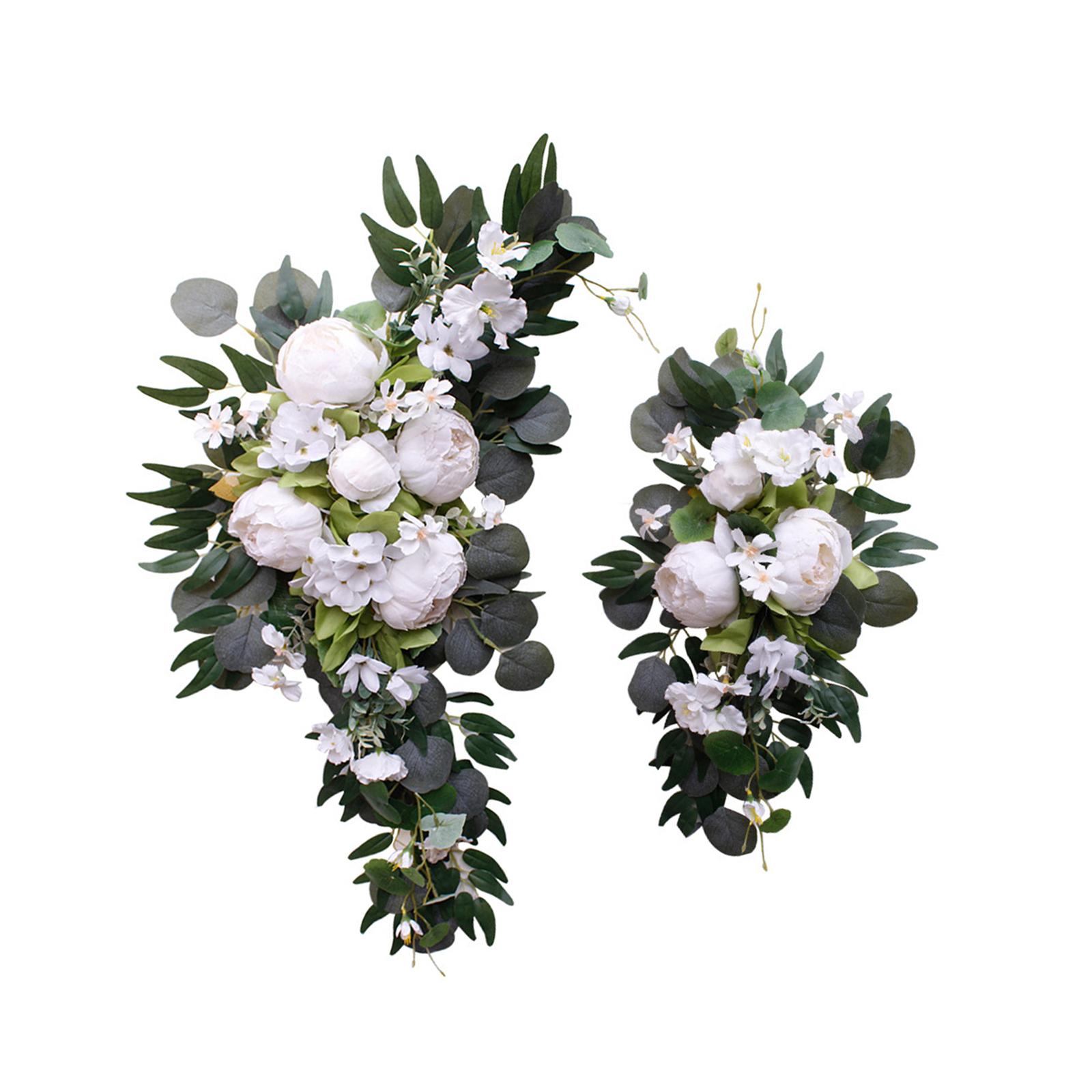 Bothyi - Conjunto De Flores De Arco De Boda Artificial Flor De Peonía De Seda Botín Guirnaldas Hechas A Mano Blanco