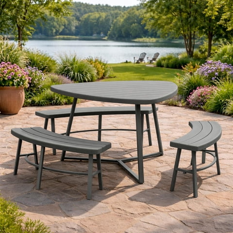 Juego Comedor Terraza 6 Personas Mesa 119X117Cm Beige Northwest