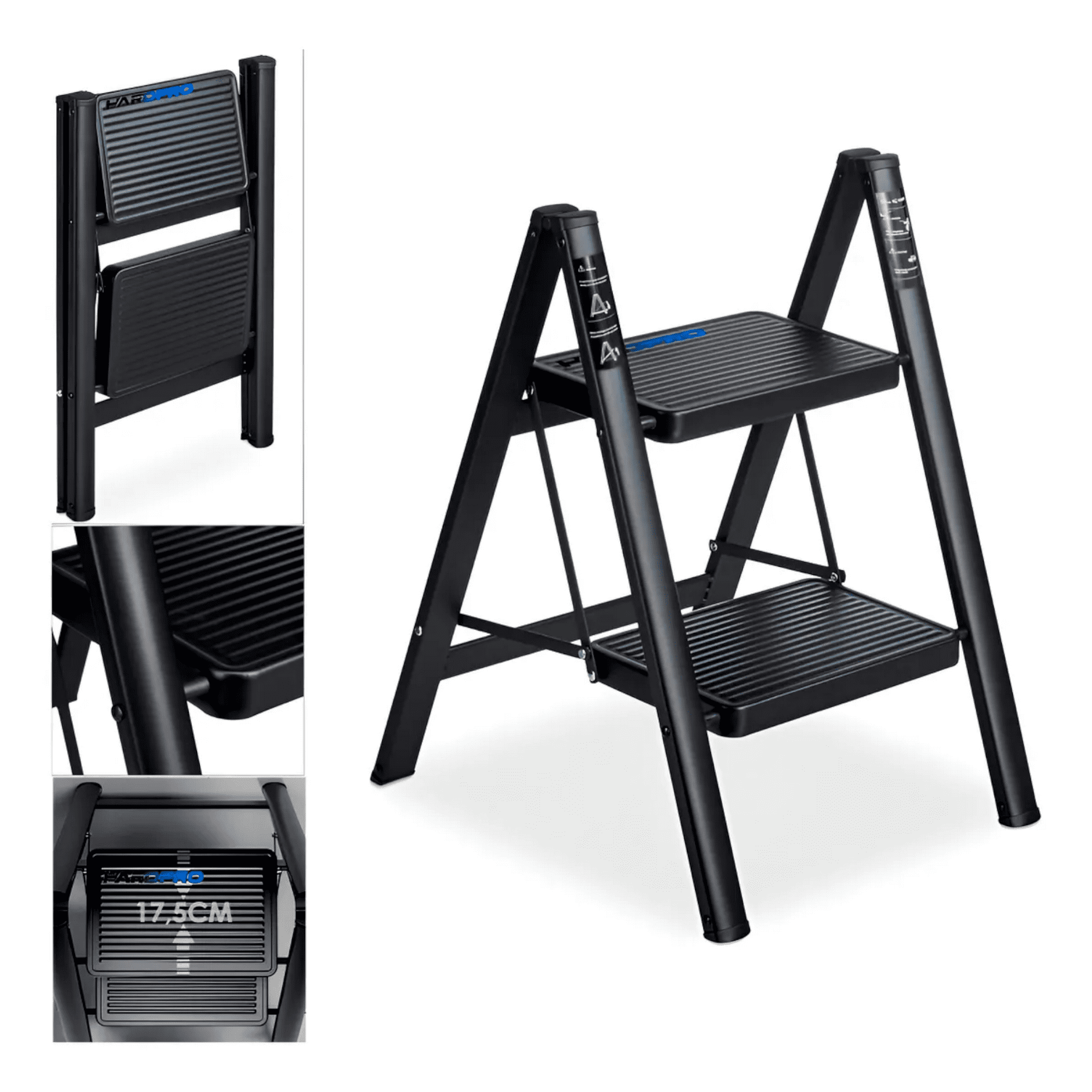 Escalera Hardpro Taburete Tijera Plegable 2 Escalones 58 Cm