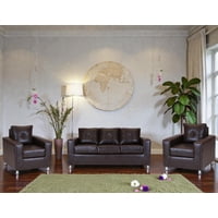 Muebles Altiro - Living Asiria 311 - Cuero Sintetico Pu Café