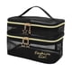 thumbnail image 4 of Neceser de doble capa para mujer, bolsa de maquillaje, organizador de cosméticos para baño, accesorios, artículos de tocador, barniz de uñas de aceite negro con palabras, 4 of 5