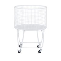 Carro De Almacenamiento Redondo De Metal Deco 79, 45 X 45 X 62 Cm, Blanco
