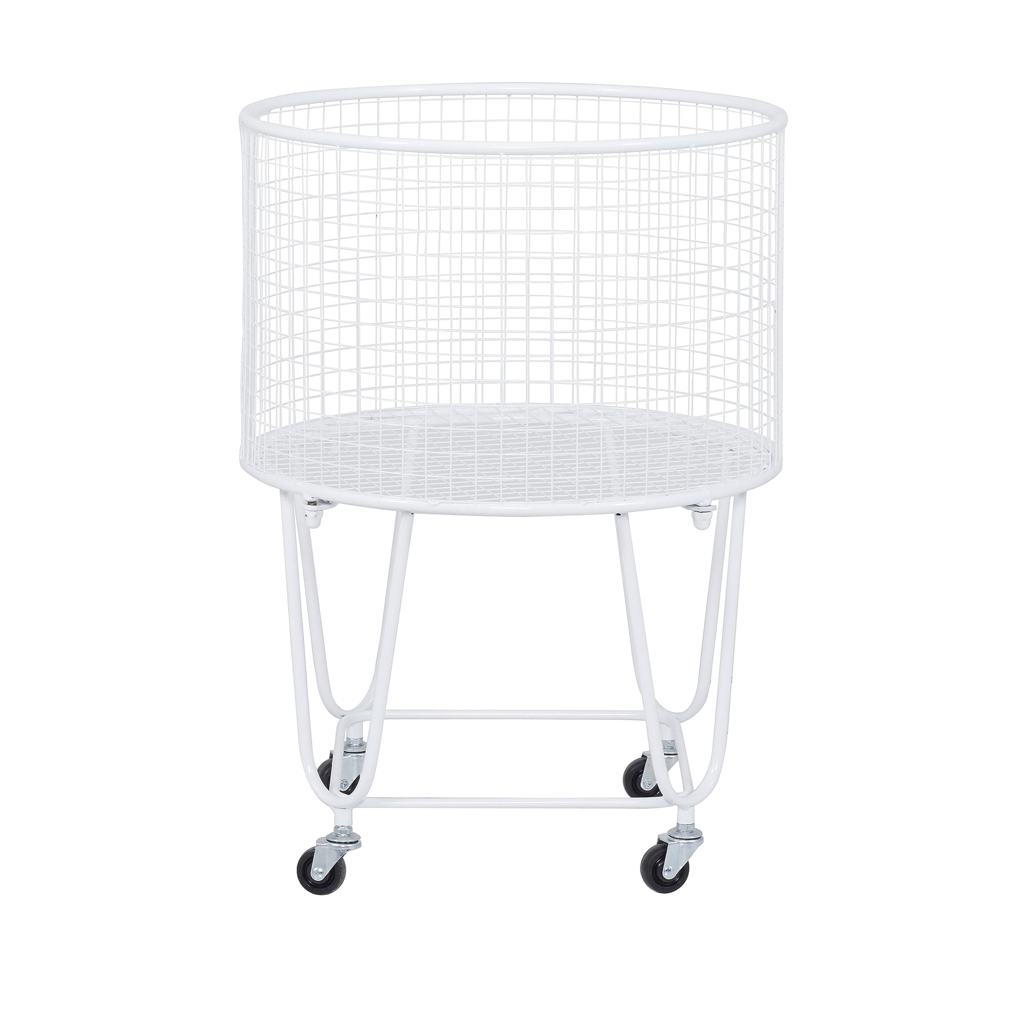 Carro De Almacenamiento Redondo De Metal Deco 79, 45 X 45 X 62 Cm, Blanco