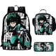 thumbnail image 1 of 3Pcs Set My Hero Mochila Academia Backpacks with Lunch Bags Pencil Case ,Cartoon Large Capacity School Bags for Grade 1-5, 1 of 3