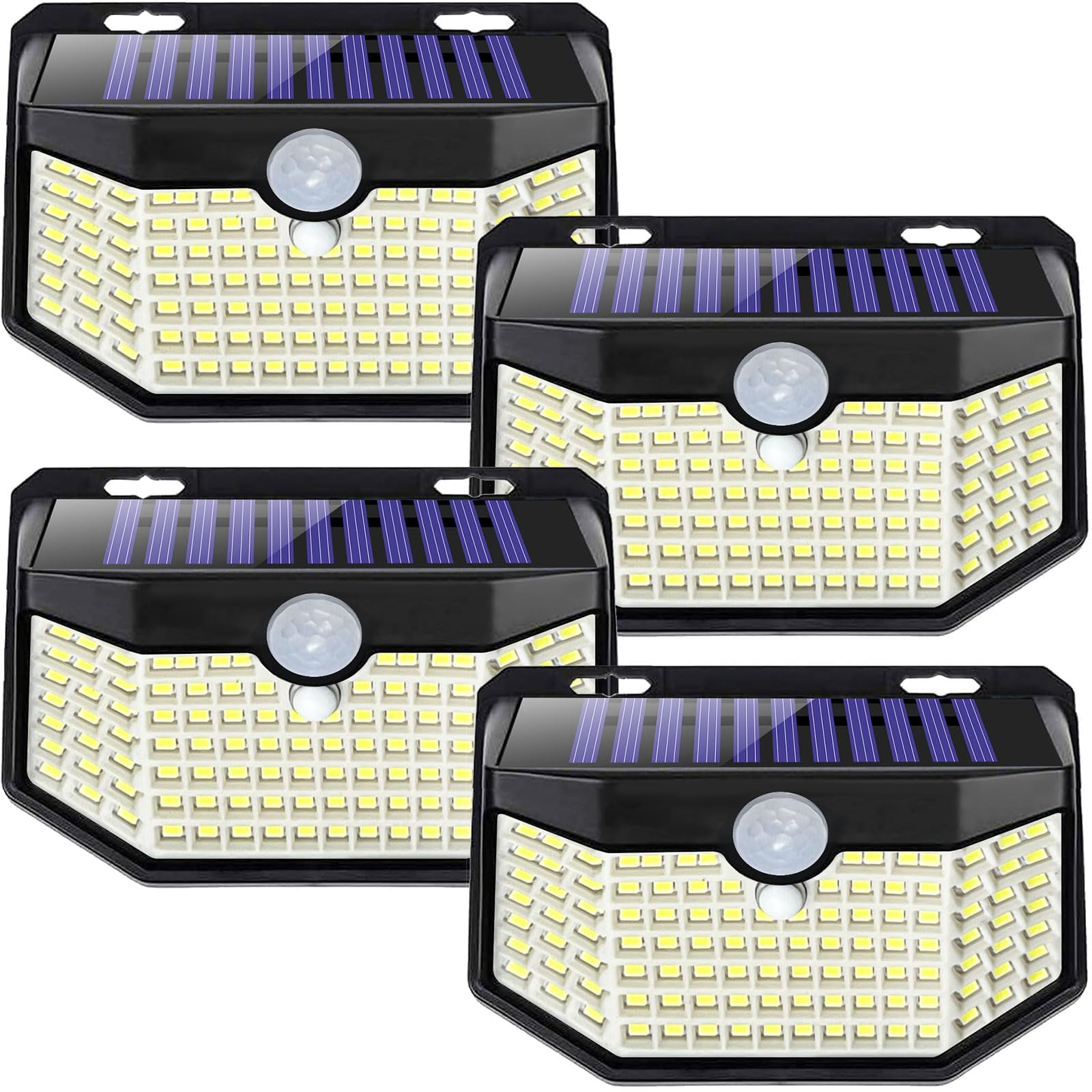 Luces Solares Exteriores Hmcity De 120 Led Con Sensor De Movimiento, Ip65, Paquete De 4