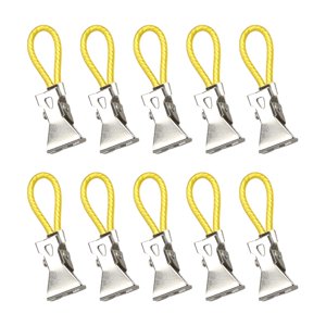 Magideal - 10 Pinzas Para Colgar Toallas De Té, Perchas Para Cocina, Baño, Armario, Pinzas Para Toallas De Cocina De Metal Con Lazo Para Colgar Para Ropa Pequeña Amarillo