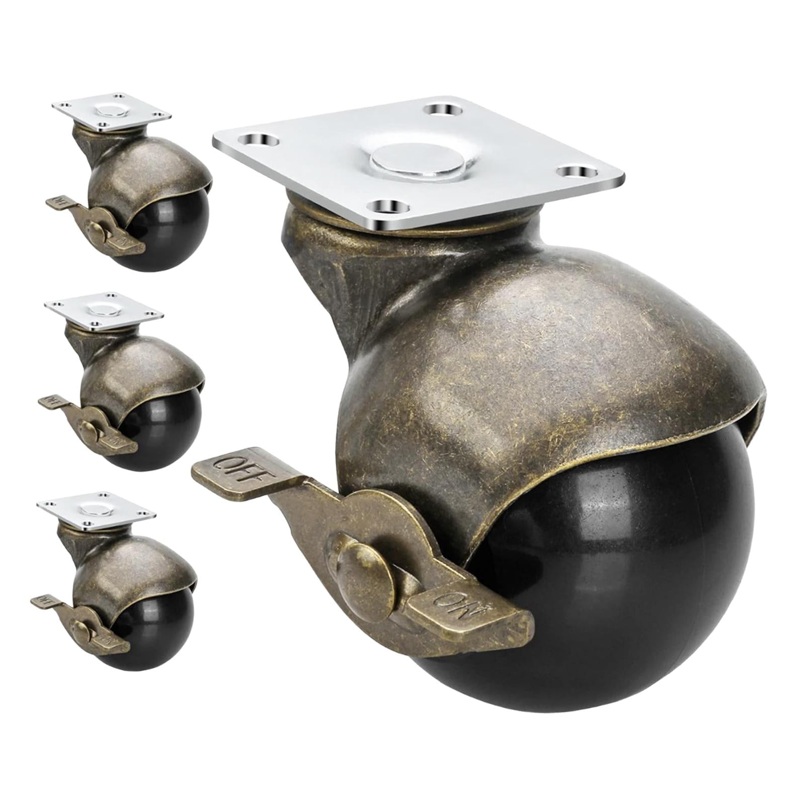 Magideal - Paquete De 4 Ruedas Giratorias De Bola, Ruedas De Placa Giratoria, Ruedas Resistentes De Latón Antiguo Estilo Para Muebles Con Placa Superior 15 Pulgadas