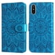 thumbnail image 1 of Funda tipo cartera FOXDOCK para iPhone X/Xs , diseño girasol en relieve, cuero PU, cierre magnético, soporte y tarjetero, 1 of 5