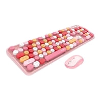 Crusec - Teclado + Mouse Inalámbrico Lapiz Labial Retro Mujer - Rosado