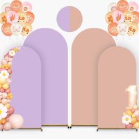Psasrm - Set De 2 Fundas Para Telón De Fondo Con Forma De Arco De Boda, Diseño De Salmos, Color Nude Y Lavand