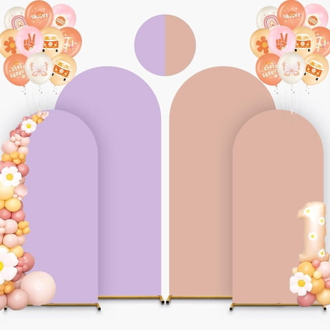 Psasrm - Set De 2 Fundas Para Telón De Fondo Con Forma De Arco De Boda, Diseño De Salmos, Color Nude Y Lavand