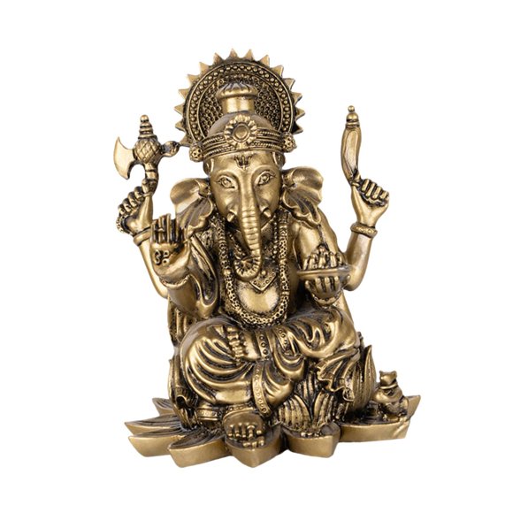 Estatua Hindú De Ganesha, Decoración De Dios Elefante, Estatuilla Para Templo, Dormitorio, Coche, Bronce, 7cm X 7cm X 9,5 Cm