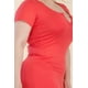 thumbnail image 5 of Saronite Vestido Midi Básico Ajustado con Cuello Abierto y Manga Corta, Coral Fuego (Talla Grande para Mujer), 5 of 5