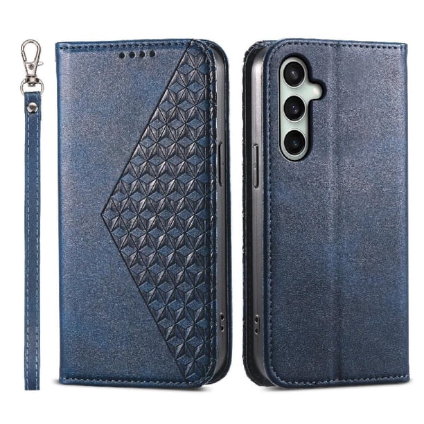 Funda Flip FOXDOCK para Samsung Galaxy S25 FE , Estilo Billetera con Diseño Rombo, Correa de Mano y Soporte, Uso Diario