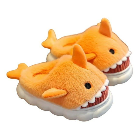 Pantuflas Niños De Felpa, Diseño De Tuburón, Anime, Kawaii Color Naranjo Talla 34-35