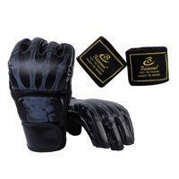 Magideal - Guantes De Boxeo De Medio , Guantes De Sparring, Manoplas Para Mma, Guantes De Lucha De Boxeo Con Absorción De Impacto, Guantes Mma Para Agarre Mu Esqueleto Negro