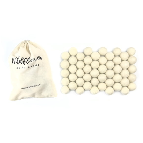 Bolas de fieltro Wildflower de hu hands, lana blanca natural de 2,5 cm