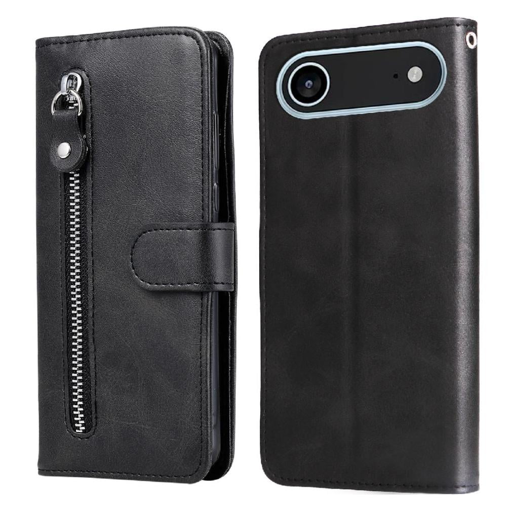 Foxdock - Funda Tipo Cartera Para Iphone Air Con Bolsillo Con Cremallera Y Ranuras Para Tarjetas – Función De Soporte Negro
