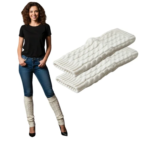 Genérico - Polainas Calentadores Tejido Trenzado Colores Variados Mujer Niña Elegante 100% Lana