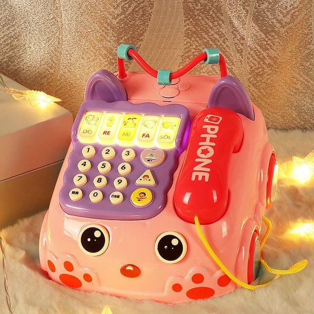 Baby Phone Toy,Baby Toy Phone Cartoon Baby Piano Music Light Toy Children Pretend Phone, Kids Cell Phone Girl With Light Parent-Child Interactive Toy Gift Game Boy Girl Early Education Gift Pink