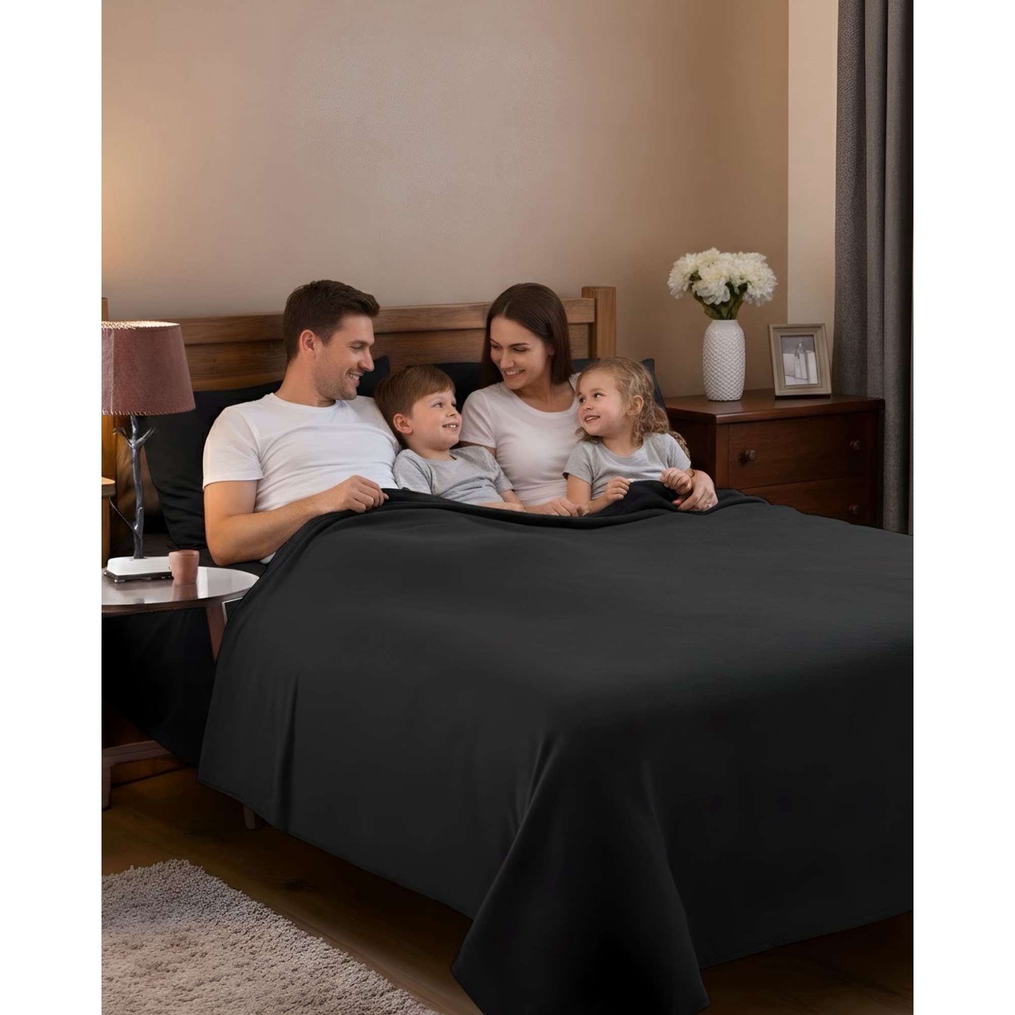 Mylhogar - Sabana Extra Suave Premium De Polar Negra King