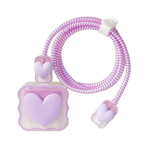 Bothyi - Cargadores Cable Funda Protectora 4In1 3D Funda Protectora Para Teléfono Celular Teléfono Amor Púrpura