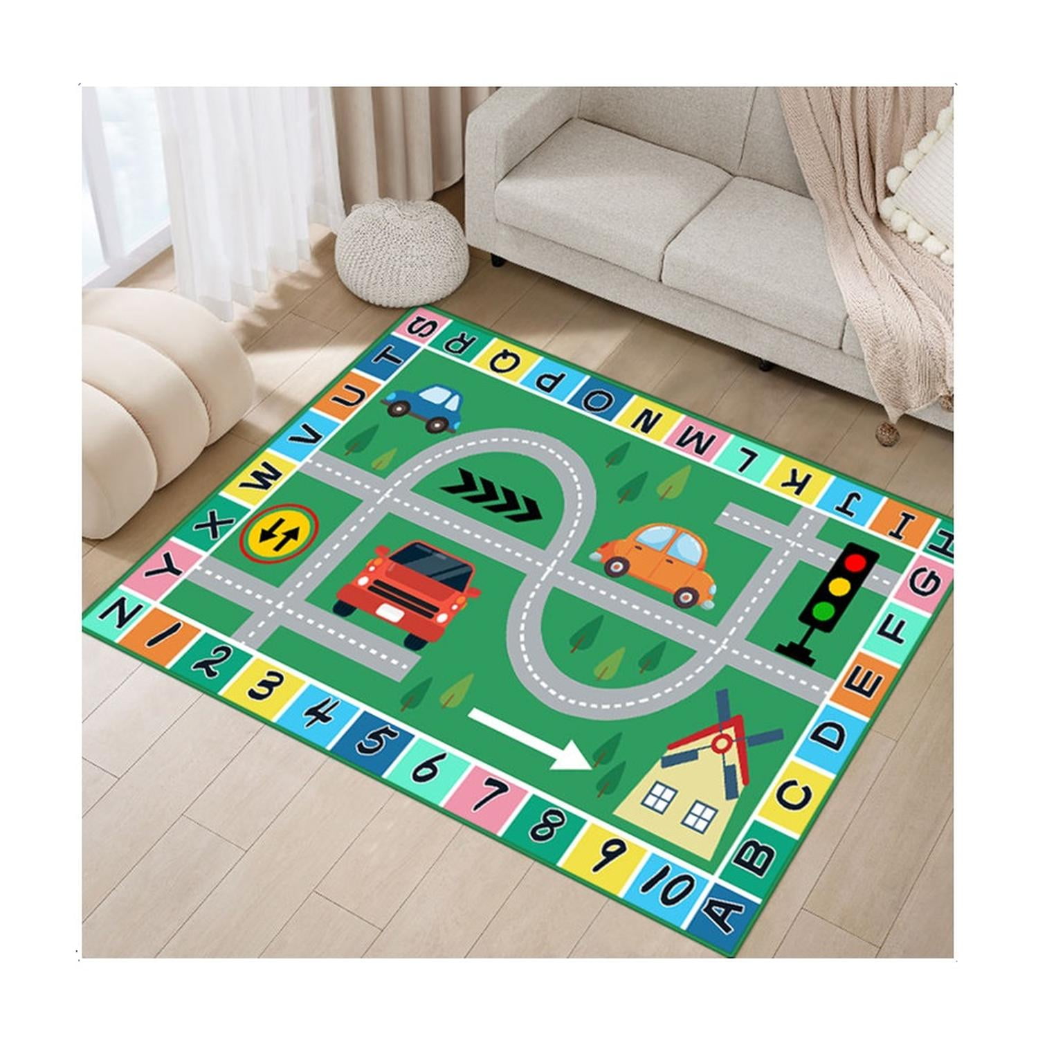 Kivara - Alfombra Infantil Garaje 80x120 Cm Tapete Dormitorio Sala Multicolor