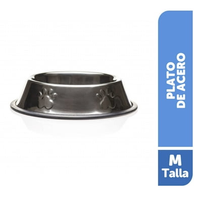 Plato Para Perro De Acero Tamaño M 1 Un Buddy Pet