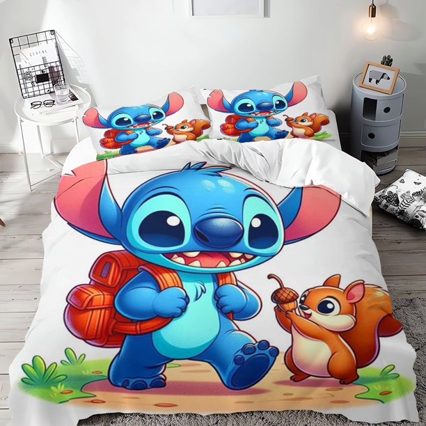 v1567 Bed Sheets Cute Stitch Bedding Sets Soft Comforter Cover Bed Cover Duvet Cover Pillow Case - Pieces Sets Cartoon Bedroom Decoration 3-Piece Bedding Set (1 Duvet Cover + 2 Pillow Shams) Bed Sheet