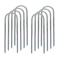 Magideal - 8 Estacas De Hierro Corrugado Para Trampolín, Resistentes Y Robustas, En Forma De U Para Toldos. Plata