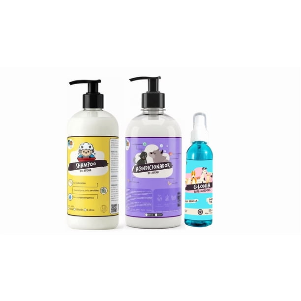 Shampoo + Acondicionador De Avena 1 Litro + Colonia Mascotas