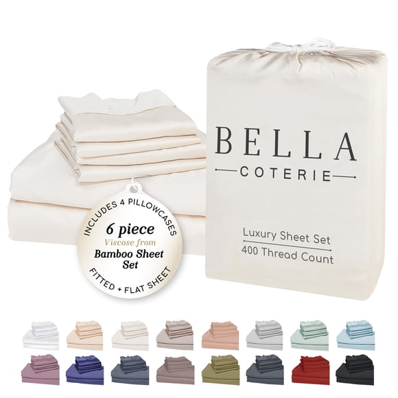 Juego de sábanas BC BELLA COTERIE tamaño queen de viscosa de bambú, 6 piezas