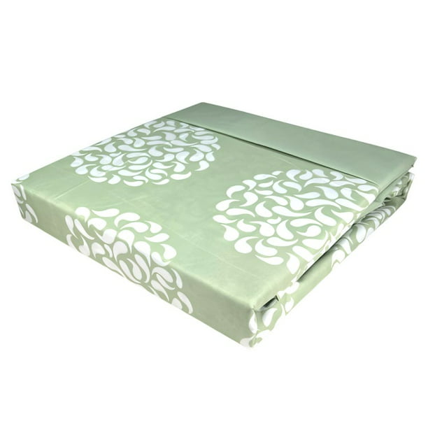 Sábanas Aterciopelada Composé 1.5 Plazas Círculos Blanco y Verde
