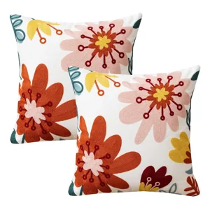 Casadeliacl - Fundas Para Cojines Sin Relleno 2 Unidades Diseños Bordados Marrón Flor