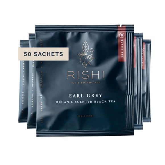 Té Negro Orgánico Earl Grey Rishi Sobres Individuales 50 Unidades