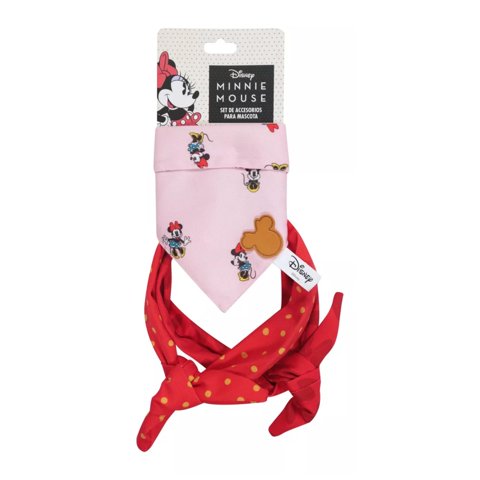Genérico - Pack Bandana Y Moño Para Perros Mascotas Minnie Rosado
