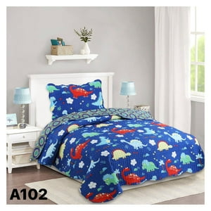 Genérico - Cubrecama Quilt Verano 1.5 Plazas - Mundo Dinosaurio A102