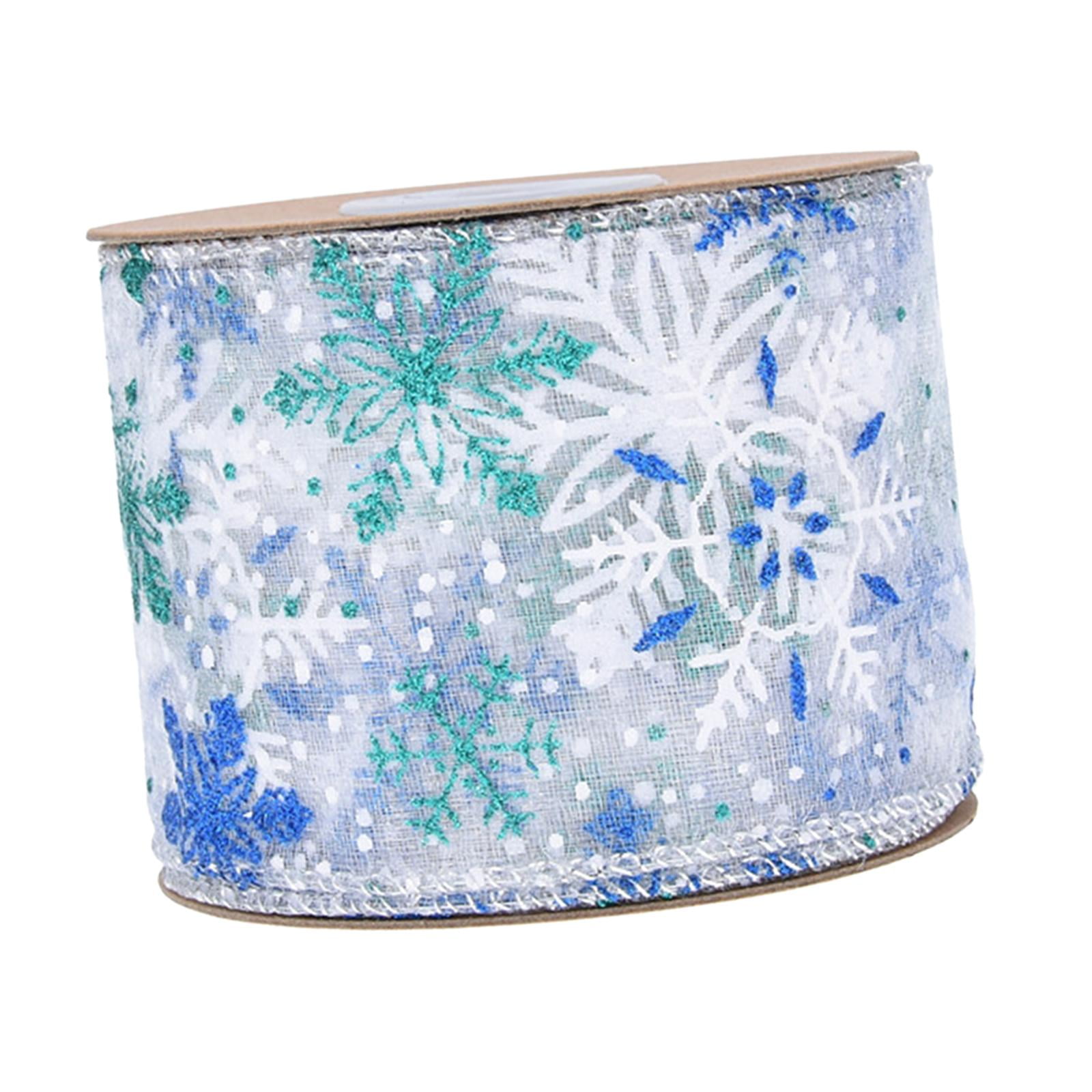 Bothyi - Cinta Navideña Con Borde Con Alambre, 10 Yardas Para Manualidades, Costura, Embalaje De Regalo, Color Azul