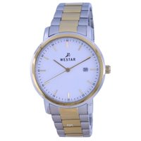 Reloj Westar White Dial Two Tone Stainless Steel Quartz 50243 Cbn 101 Men'S Watch