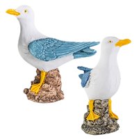 Bothyi - 2 Piezas Gaviota Soporte Tocón Estatua Pájaro Marino Estatuilla Decoración Para Patio