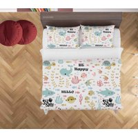 Milsleep - 3D Colorido Tiburón Pez Coral Funda De Edredón Set Ropa De Cama Set Funda Nórdica