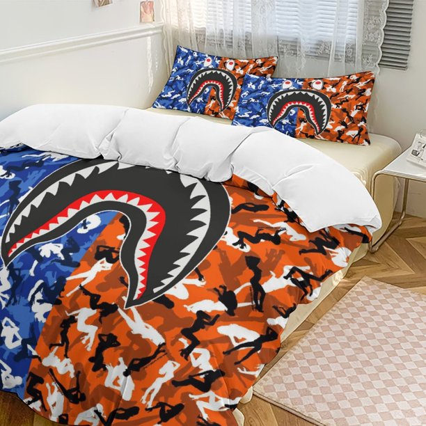 Blue Orange Bape Shake Camo Comforter Set Soft 3 Pcs Twin Bedding Sets Thicken for All Season