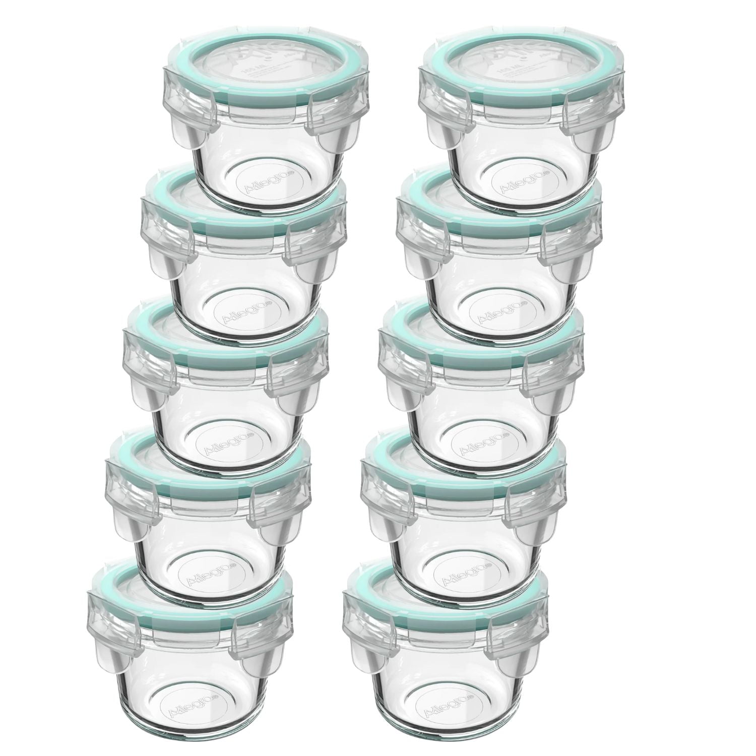 Set 10 Contenedores Hermetico Allegra Vidrio 165ml Redondo