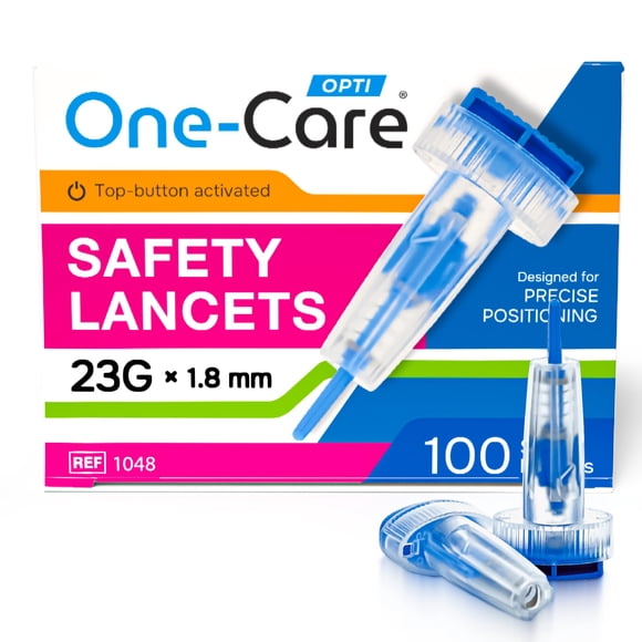 Lancetas ONE-CARE 23G x 1,8 mm 100/unidad con botón pulsador
