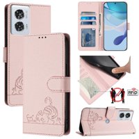 Funda Tipo Cartera Foxdock Para Motorola Edge 50 Fusion Con Soporte, Ranuras, Rfid, Diseño De Gato