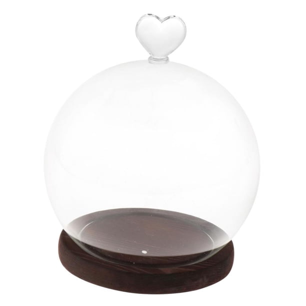 Cúpula de exhibición con Base de madera, cubierta de vidrio, bricolaje, decoración del Día de San Valentín, escaparate en forma de corazón a prueba de , marrón