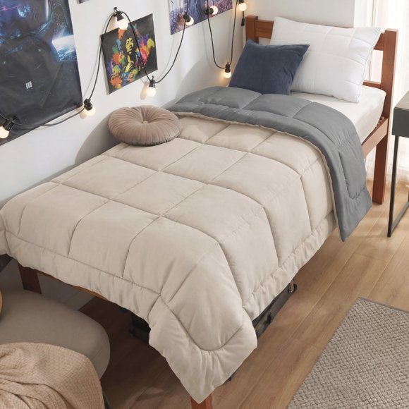 Edredón Bedsure Twin XL 173x224 cm Beige/Gris