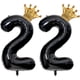 thumbnail image 1 of Globo Florisland para 22 cumpleaños, negro, 40 pulgadas con corona dorada, 1 of 2